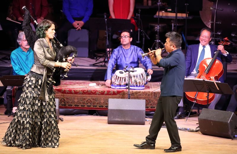 Cristina pato and Wu Tong and The Silk Road Ensemble performed at Tanglewood Aug. 7, 2016; Hilary Scott photo.