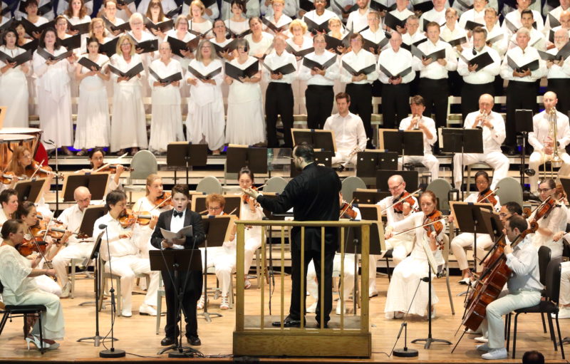 Leonard Bernstein's Chichester Psalms performed at Tanglewood, July 15, 2018, Andris Nelsons leading BSO, Tanglewood Festivlal Chorus, Boy Soprano Rafi Bellamy Plaice; Hilary Scott photo.