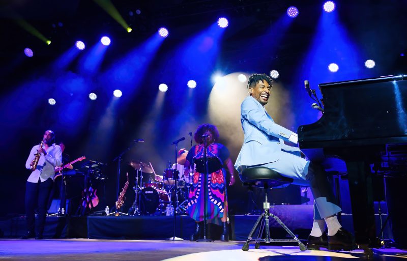 Jon Batiste performs at the Tanglewood, June 28, 2025; Hilary Scott photo.