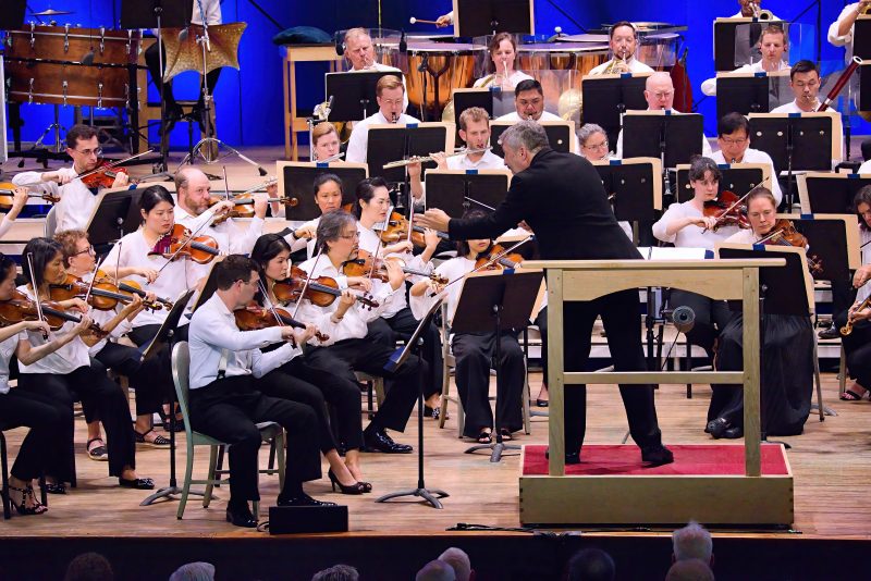 Thomas Adès conducts Boston Symphony at Tanglewood, July 13, 2025; Hilary Scott photo.