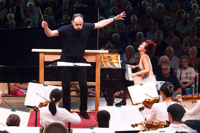 Andris Nelsons leads Yuja Wang and the BSO at Tanglewood, July 20, 2025; Hilary Scott photo