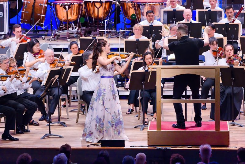 Andris Nelsons leads the BSO and Maria Duenas at Tanglewood, July 25, 2025; Hilary Scott photo.