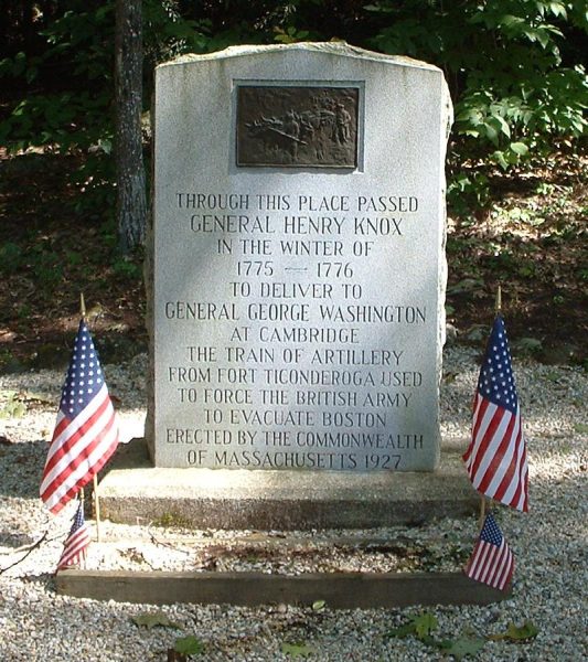 Knox Trail marker in Otis, MA